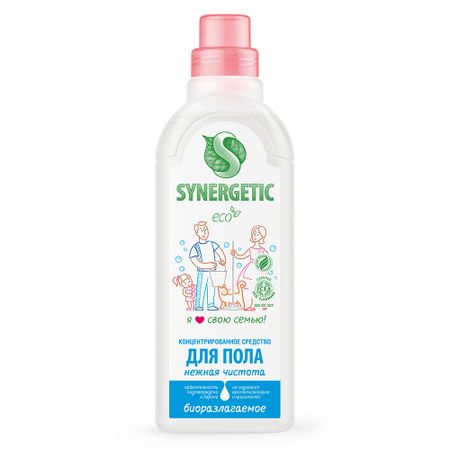Средство для мытья пола и поверхностей Synergetic Нежная чистота антибактериальное, без отдушек, 750 мл