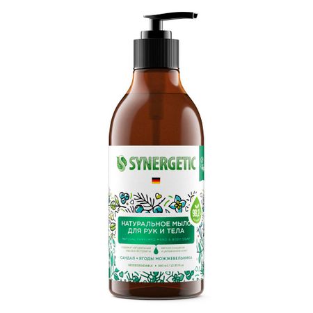 Жидкое мыло для рук и тела Synergetic Сандал и ягоды можжевельника, 380 мл