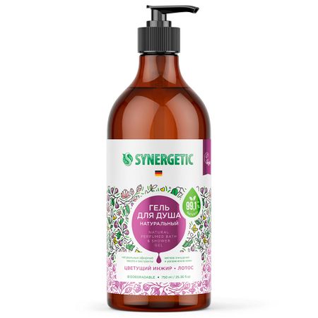 Гель для душа Synergetic Цветущий инжир и лотос, 750 мл