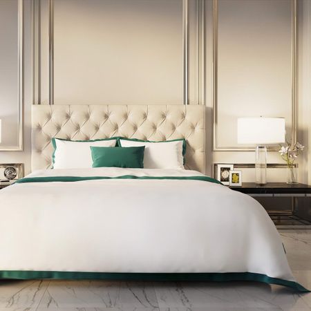 Комплект постельного белья Sofi De Marko Флер №1 белый с зеленым Семейный/дуэт