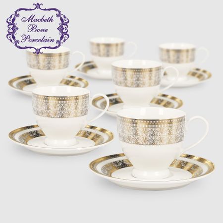 Набор чайный Macbeth bone porcelain golden castle 12 предметов на 6 персон