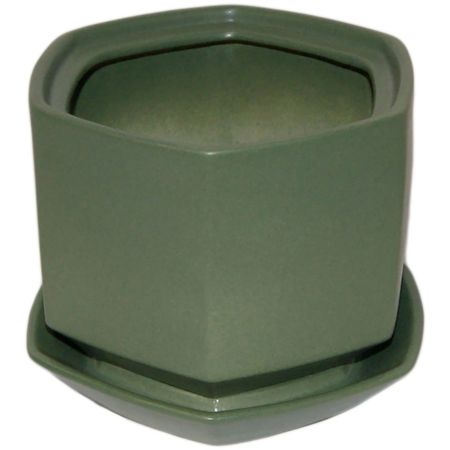 Горшок цветочный Гончар Меркурий с поддоном зеленый 14х11 см