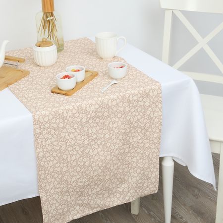 Скатерть-дорожка Милфер/Milfer, бежевая лен белая скатерть дорожка