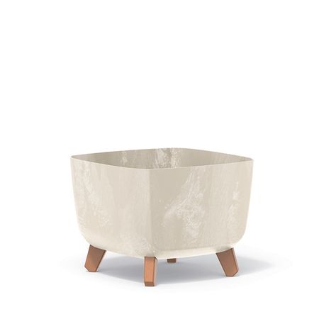 Кашпо на ножках Gracia square beton кремовое 29х29х22 см