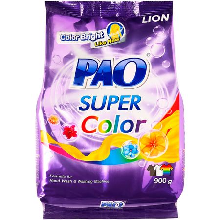 Стиральный порошок Lion Pao с формулой «Super Color» для цветных вещей с кондиционером 900 г.