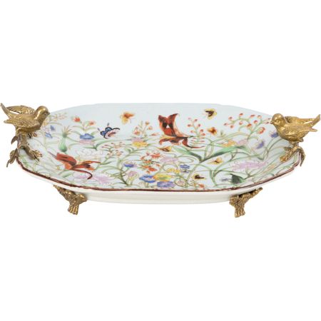 Блюдо вытянутое с птичками Glasar 31х22х9 см