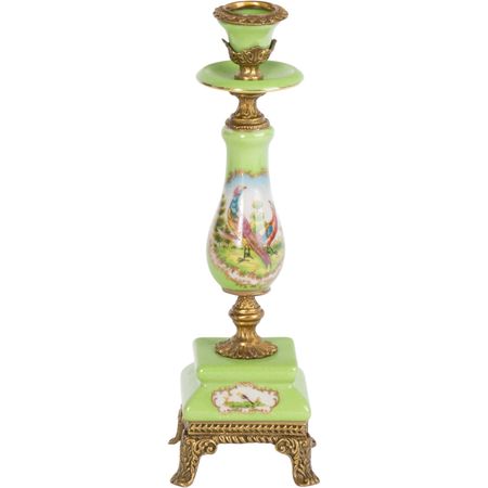 Подсвечник Glasar фарфоровый зеленый 7х7х23 см