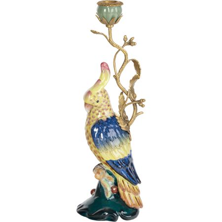 Подсвечник Glasar Попугай левый 12х10х38 см р жирафик и попугай илл кургановой 0 мраскрмал