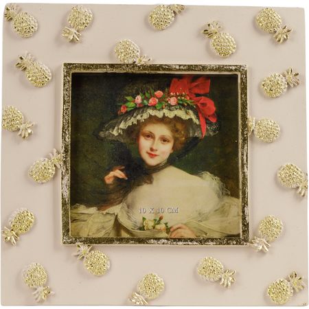 Фоторамка 10х10 Glasar настольная розовая с ананасами 17х1х17 см