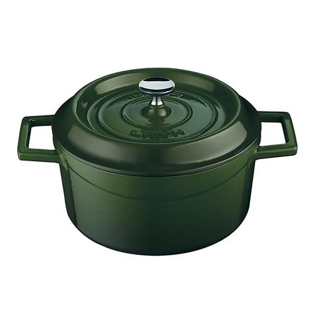 Кастрюля Lava круглая 20 см 2,82 л чугун зеленая