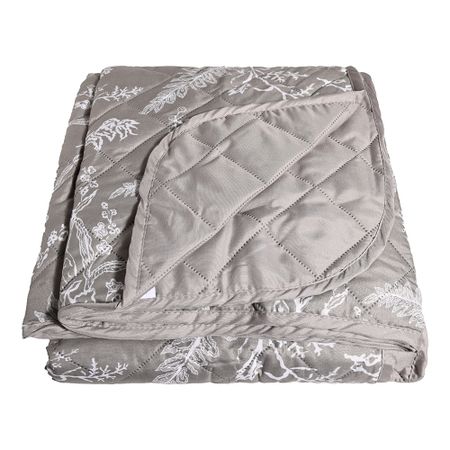 Покрывало 200х220 см Melissa Ботаник двустороннее стеганое серо-бежевое (509171/5)
