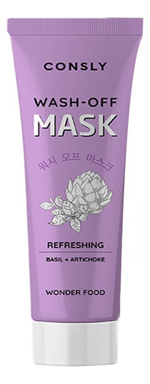 Освежающая очищающая маска для лица с экстрактами базилика и артишока Wonder Food Refreshing Wash-off Mask 50мл