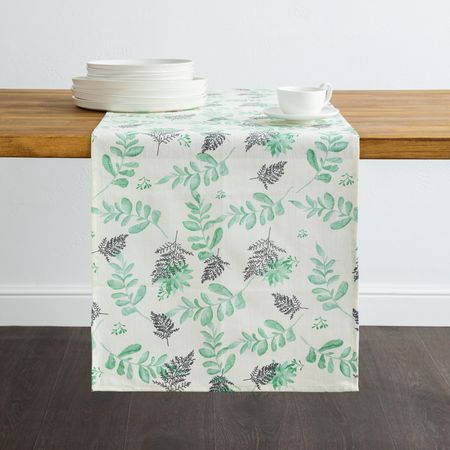 Скатерть-дорожка Эвкалипт лен белая скатерть дорожка