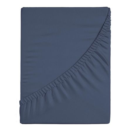 Простыня на резинке 160х200х25 см перкаль синяя Василиса Idea