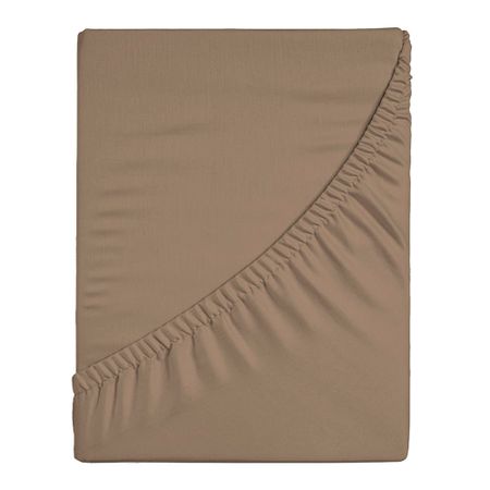 Простыня на резинке 160х200х25 см перкаль коричневая Василиса Idea