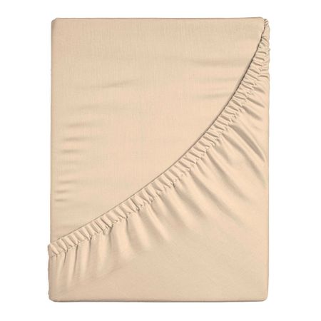 Простыня на резинке 180х200х25 см перкаль бежевая Василиса Idea