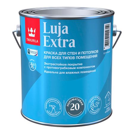 Краска моющаяся Tikkurila/Tikkivala Luja Extra полуматовая база А белая 2,7 л