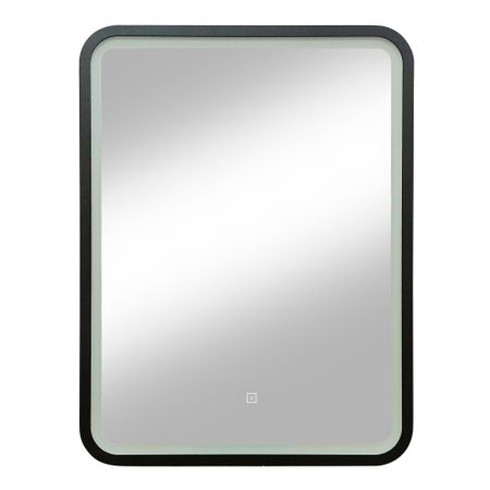 Зеркало с подсветкой прямоугольное 60х80 см в раме черной с сенсорным включением Continent Porto (ЗЛП2416) зеркало в багетной раме evoform красная волна 89 мм 71x71 см