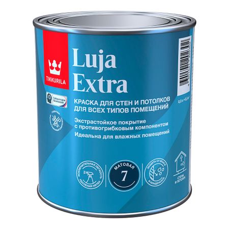 Краска моющаяся Tikkurila/Tikkivala Luja Extra матовая база С бесцветная 0,9 л