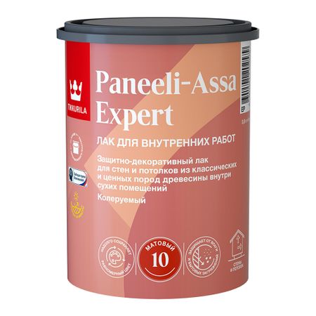 Лак акриловый интерьерный Tikkurila/Tikkivala Paneeli-Assa Expert основа EP бесцветный 0,9 л матовый