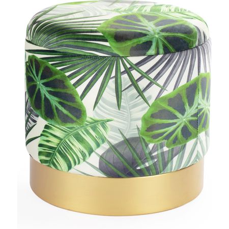 Пуф с крышкой Glasar зеленые листья 35х35х36 см