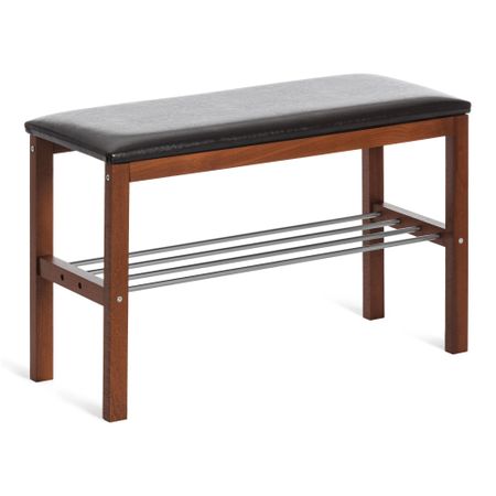 Банкетка TC темный орех с экокожей коричневая 67х31х49 см