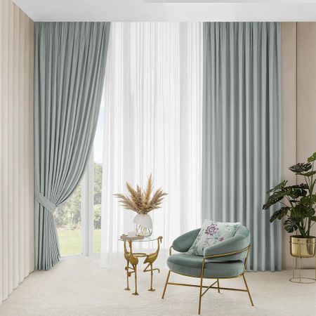 Комплект штор с подхватами Togas Алаби голубой 260x300-2. Подхваты-2. 4 предмета