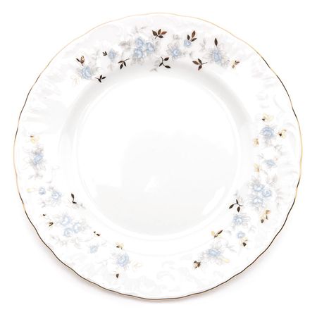 Блюдо круглое Cmielow Rocoсo Голубые цветы золото 32 см