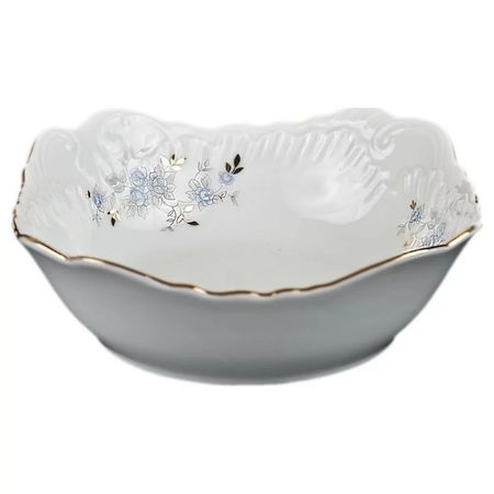 Салатник Cmielow Rocoсo Голубые цветы золото 17 см