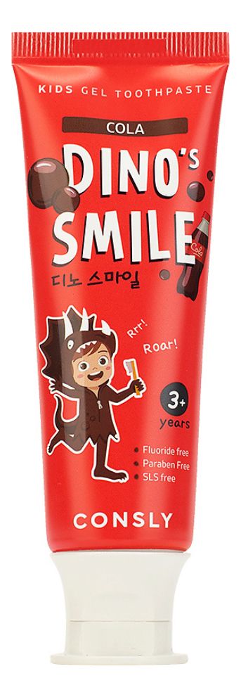 Гелевая зубная паста c ксилитом и вкусом колы от 3 лет Dino's Smile Kids Gel Toothpaste Cola 60г