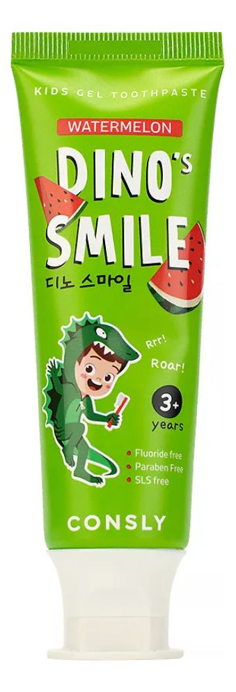 Гелевая зубная паста c ксилитом и вкусом арбуза от 3 лет Dino's Smile Kids Gel Toothpaste Watermelon 60г