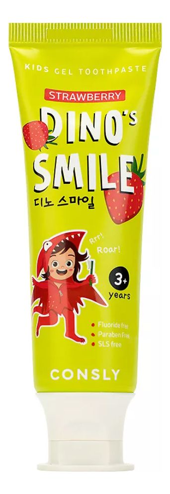 Гелевая зубная паста c ксилитом и вкусом клубники от 3 лет Dino's Smile Kids Gel Toothpaste Strawberry 60г