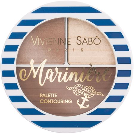 Палетка для скульптурирования лица Vivienne Sabo MARINIERE, 3 в 1 - бронзер, темный и светлый хайлайтеры, тон 01, 6 гр.