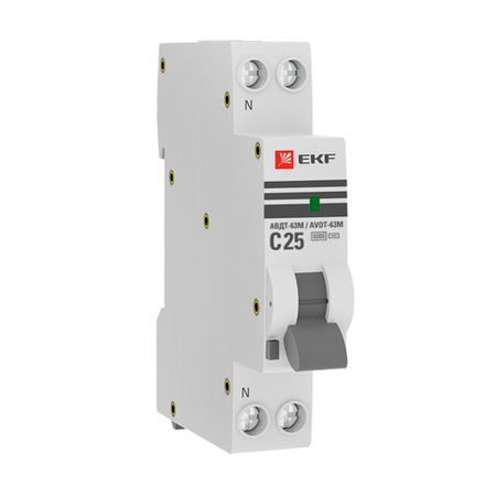 Автомат дифференциальный EKF PROxima АВДТ-63М 25А 1P+N тип AC 30 мА 6 кА (DA63M-25-30) автомат защити цепи earuelectric 63a