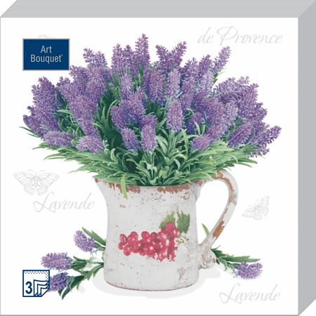 Салфетки Art bouquet бумажные лаванда 33х33 3сл 20шт