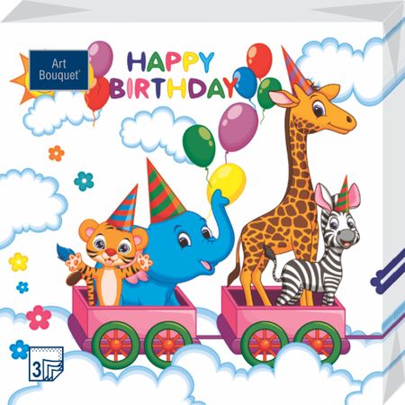 Салфетки Art bouquet бумажные зоопарк 33х33 3сл 20шт зоопарк