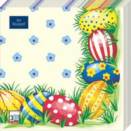 Салфетки Art bouquet бумажные пасхальные яйца 33х33 3сл 20л