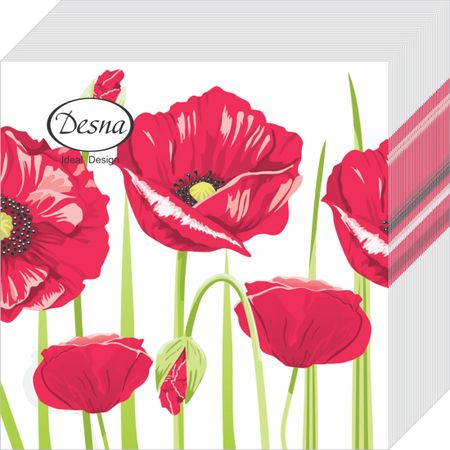 Салфетки Desna design бумажные красные маки 40л говард маки веном когти росомахи