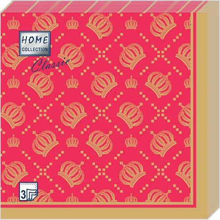 Салфетки Home collect classic бумажные корона имперская красные 3сл 20л
