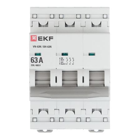 Выключатель нагрузки EKF PROxima ВН-63N 3Р 63А 400 В на DIN-рейку (S63363)