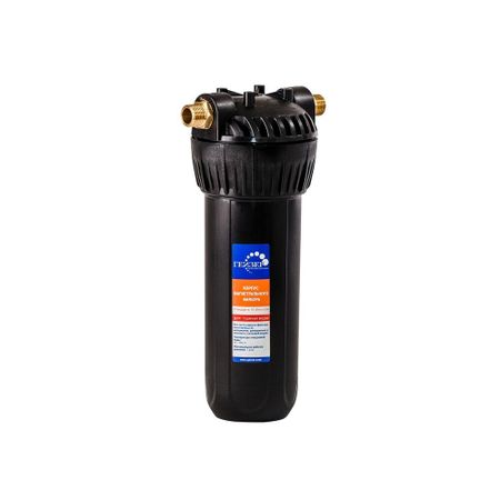 Корпус фильтра Гейзер для холодной и горячей воды пластик 10SL 1/2 НР(ш) х 1/2 НР(ш) черный