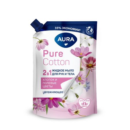Жидкое мыло 2в1 Aura для рук и тела цветы 450 мл