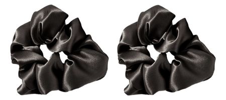 Резинки для волос из натурального шелка широкие Ayris Silk 2шт: Глубокий черный