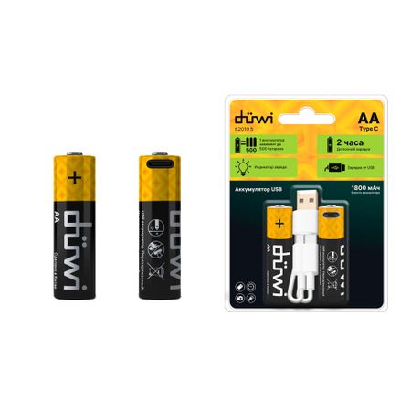 Аккумулятор Duwi AA пальчиковый HR6 1,5 В Li-Ion (2 шт.) (62010 5) сергей анатольевич гордиенко пальчиковый театр репка