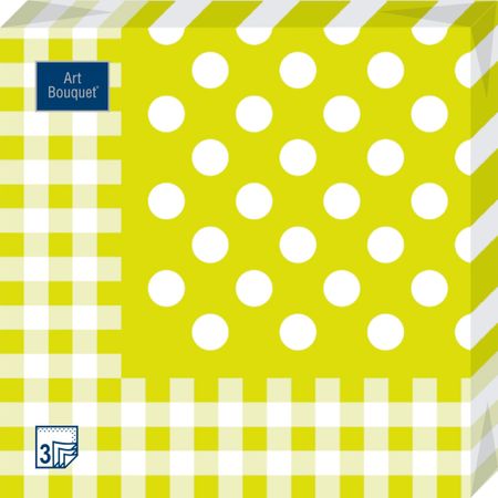 Салфетки Art bouquet бумажные горошек киви 33х33 3сл20л