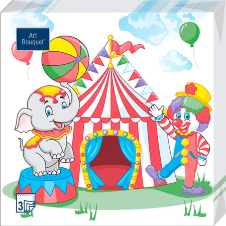 Салфетки Art bouquet бумажные цирк 33х33 3сл 20шт