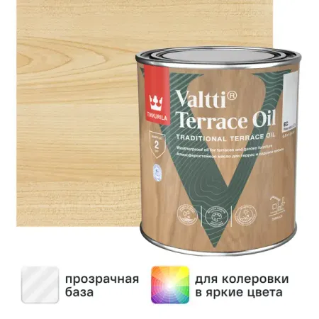 Масло для террас и садовой мебели Tikkurila Valtti Terrace Oil База ЕС бесцветное 0.9 л
