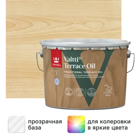 Масло для террас и садовой мебели Tikkurila Valtti Terrace Oil База ЕС бесцветное 9 л