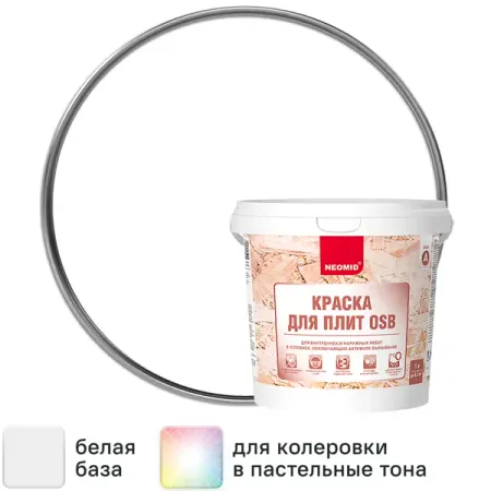 Краска для плит OSB Neomid матовая цвет белый база А 1 кг