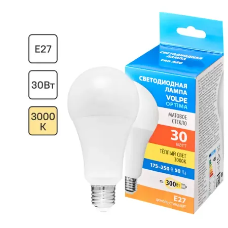Лампа светодиодная Volpe E27 210-240 В 30 Вт груша матовая 3000 лм теплый белый свет